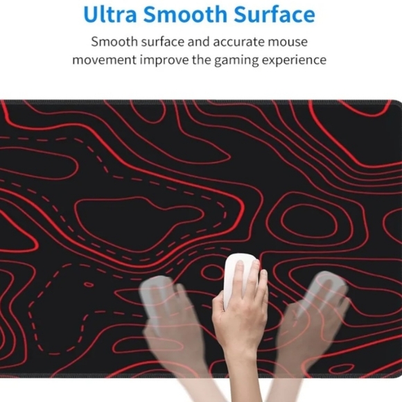 Red Black Topographic Mouse Pad Large Gaming Desk Mat Computer Mousepad … - Picture 4 of 7